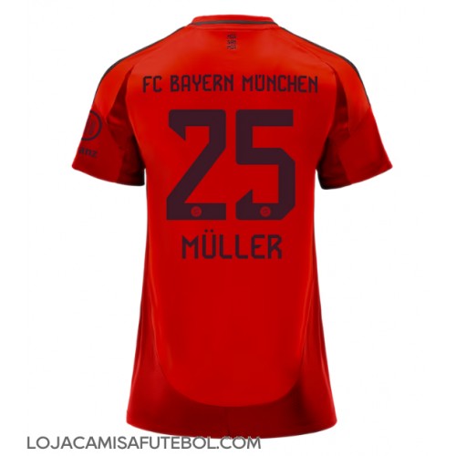 Camisa de Futebol Bayern Munich Thomas Muller #25 Equipamento Principal Mulheres 2024-25 Manga Curta